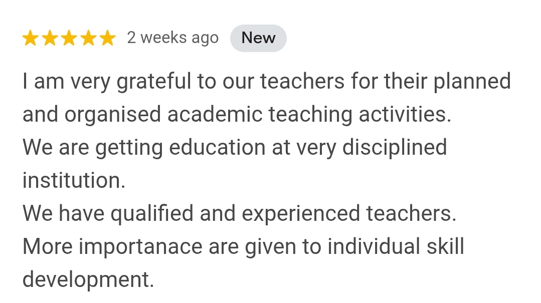 Student testimonial message